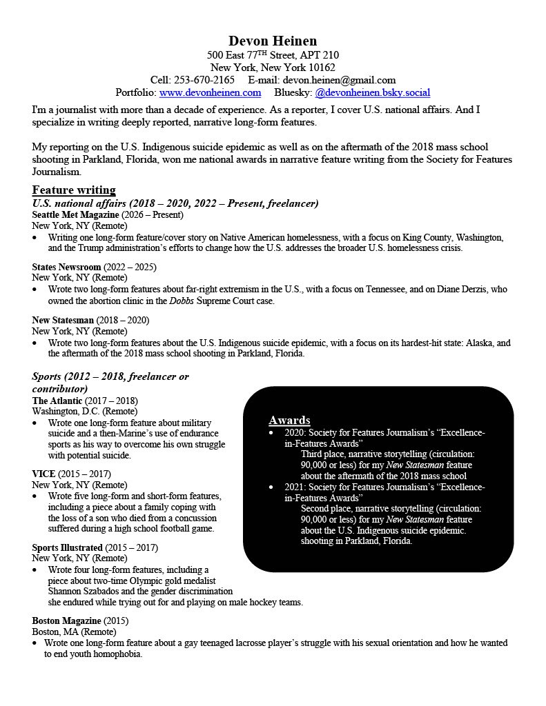The first page of my resume.