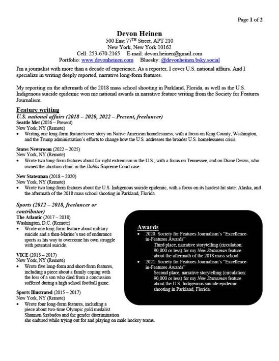 The first page of my resume.